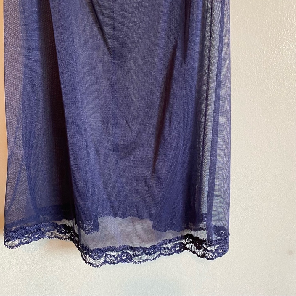 Victoria Secret Vintage Y2K Blue Cami Semi-Sheer Camisole Slip Lace Hem - Picture 4 of 10